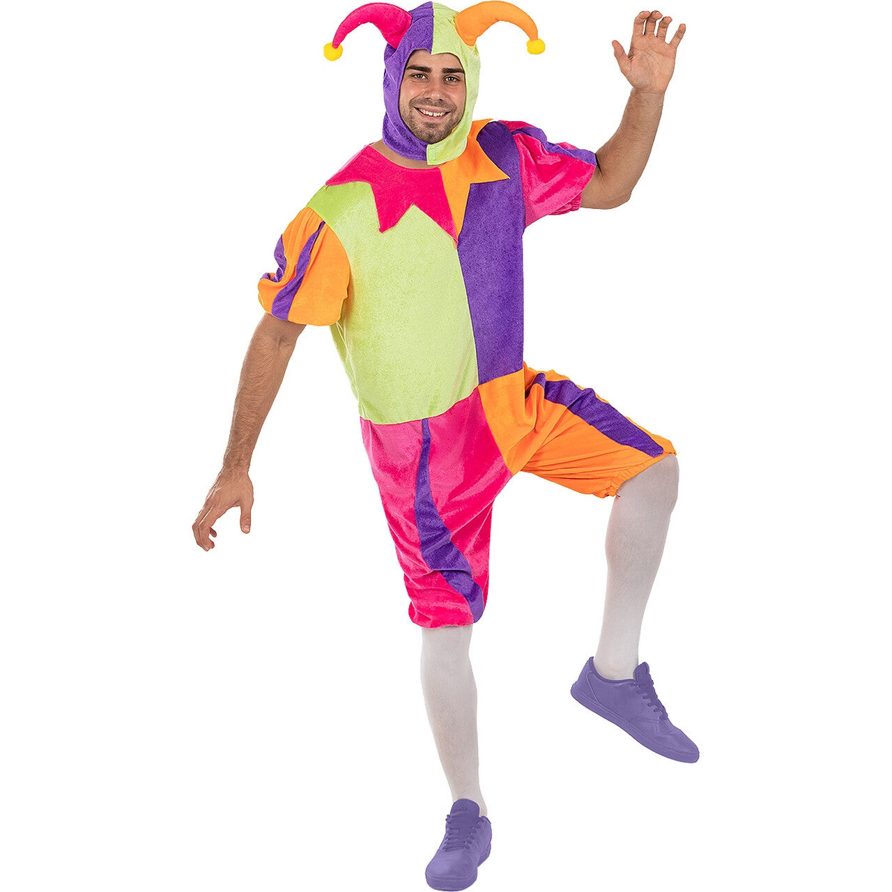 Op deze afbeelding zie je een Kostuums, van het merk Funidelia. Fleurige Vrolijke Nar Man Kostuum