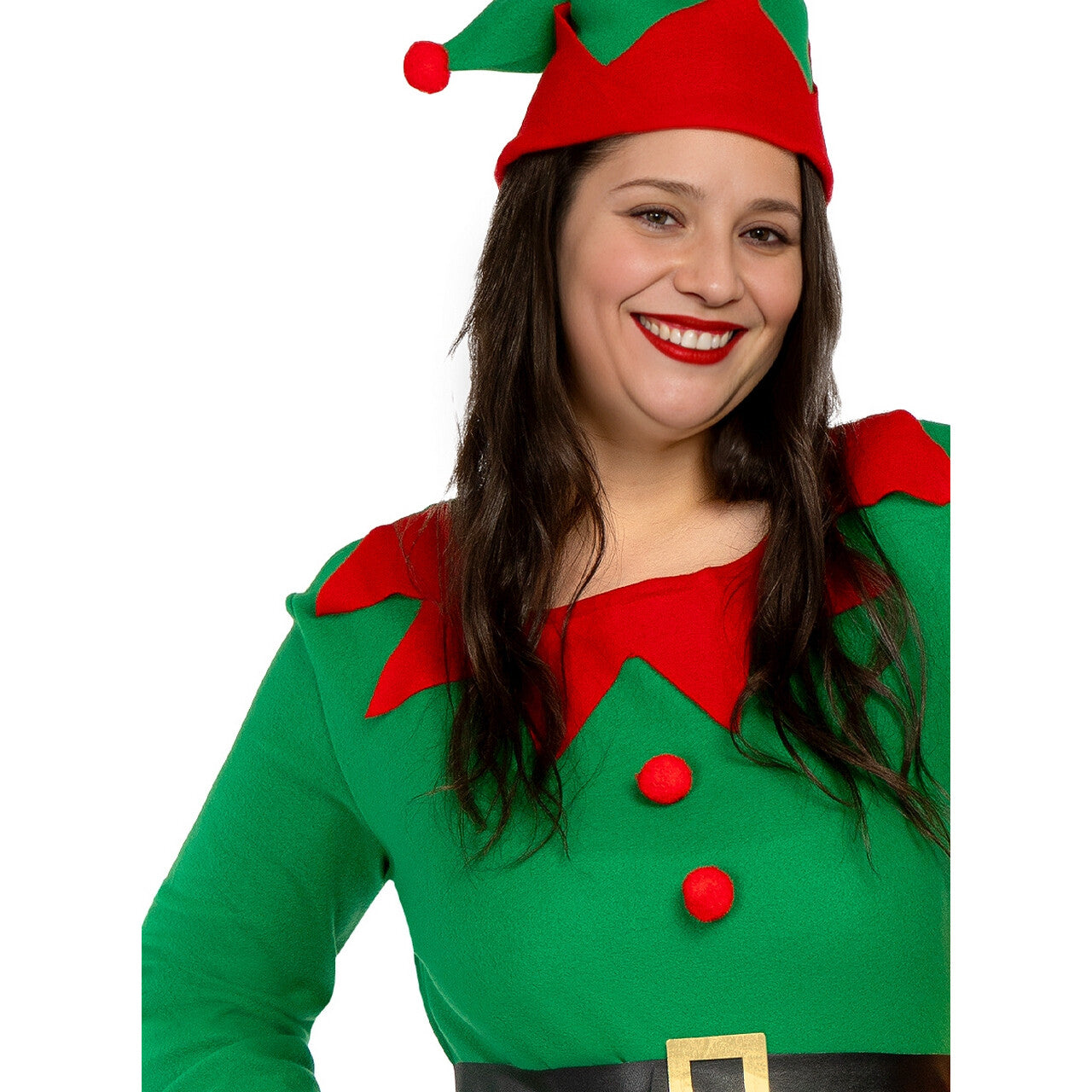 Op deze afbeelding zie je een Kostuums, van het merk Funidelia. Vrolijke Kerstelf Evi Vrouw Kostuum