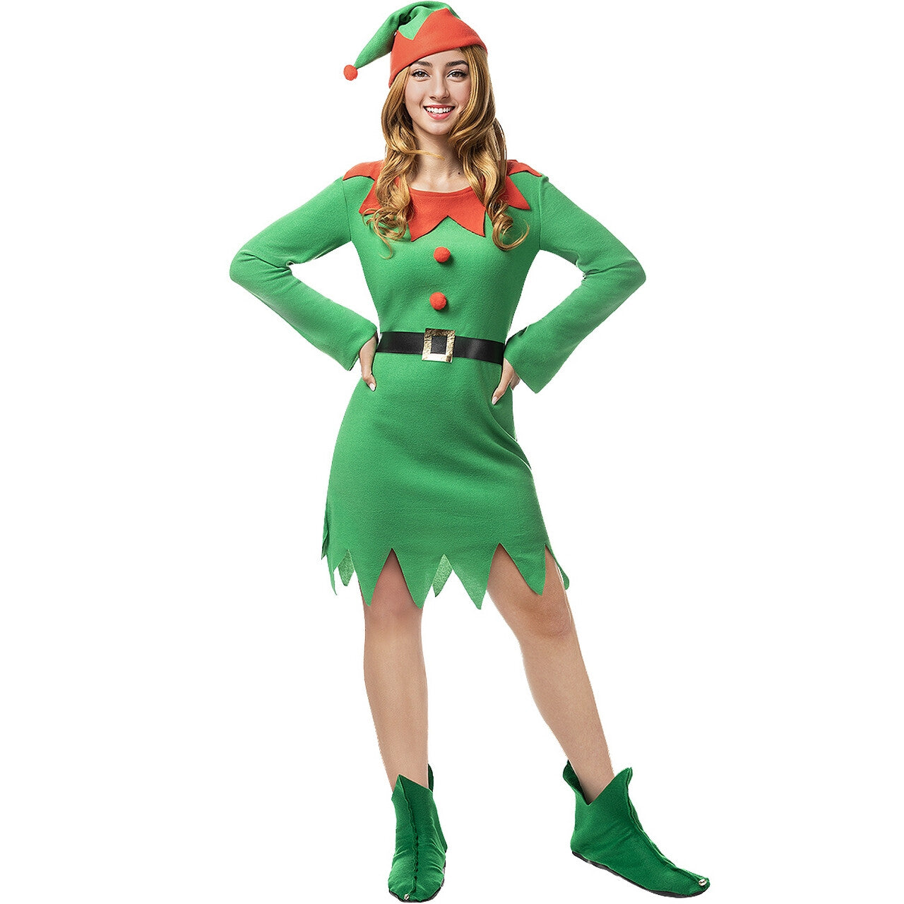 Op deze afbeelding zie je een Kostuums, van het merk Funidelia. Vrolijke Kerstelf Evi Vrouw Kostuum