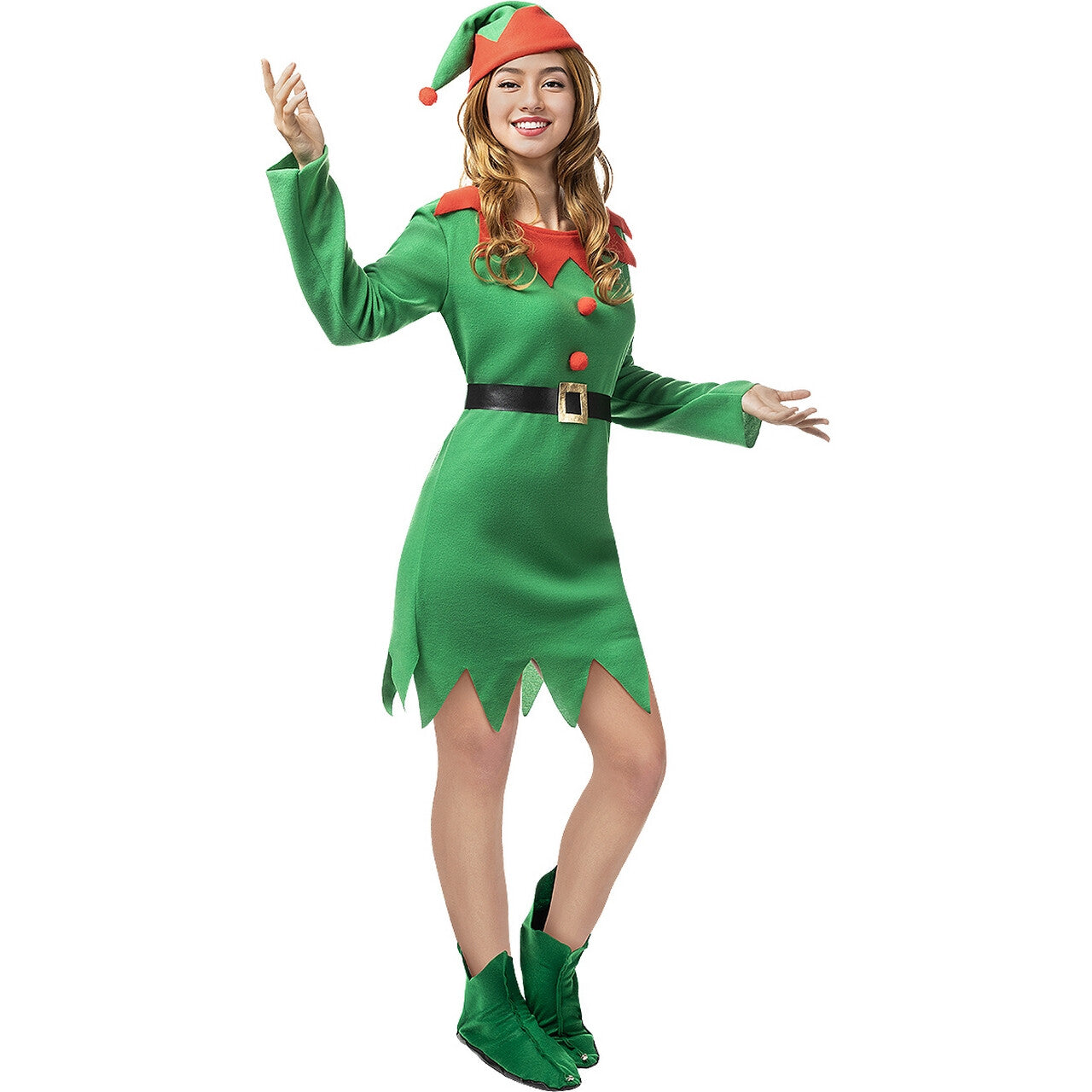 Op deze afbeelding zie je een Kostuums, van het merk Funidelia. Vrolijke Kerstelf Evi Vrouw Kostuum