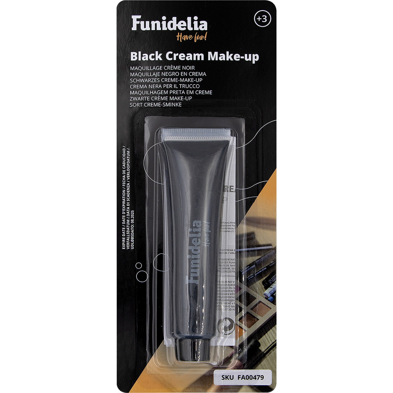 Op deze afbeelding zie je een Accessoires, van het merk Funidelia. Zwarte Make Up / Schmink Creme 32 Gram
