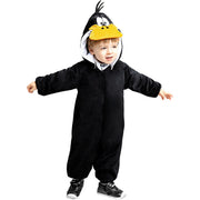 Op deze afbeelding zie je een Kostuums, van het merk Funidelia. Maffe Daffy Duck Onesie Kind Kostuum