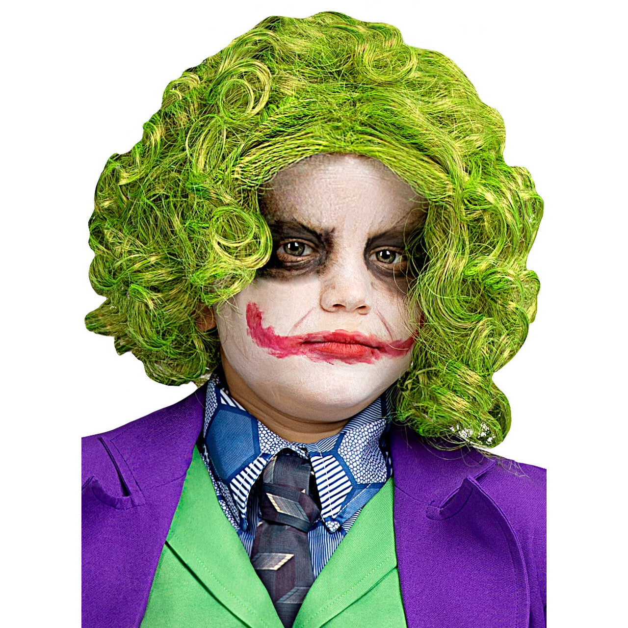 Op deze afbeelding zie je een Accessoires, van het merk Funidelia. Groene Joker Clown Pruik Kind