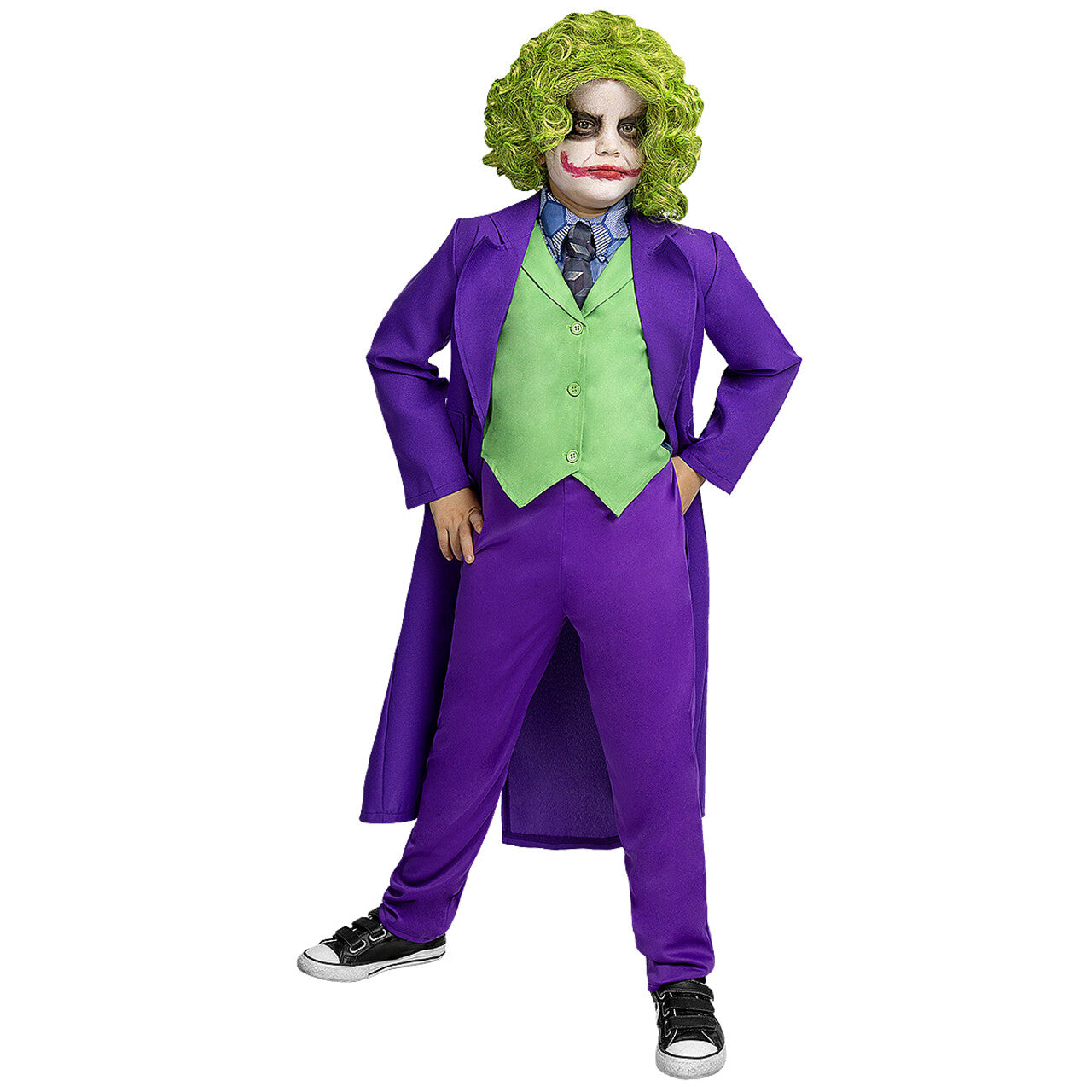 Op deze afbeelding zie je een Accessoires, van het merk Funidelia. Groene Joker Clown Pruik Kind