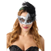 Op deze afbeelding zie je een Kostuums, van het merk Funidelia. Masker Carnaval Venetie Zilver Unisex Kostuum