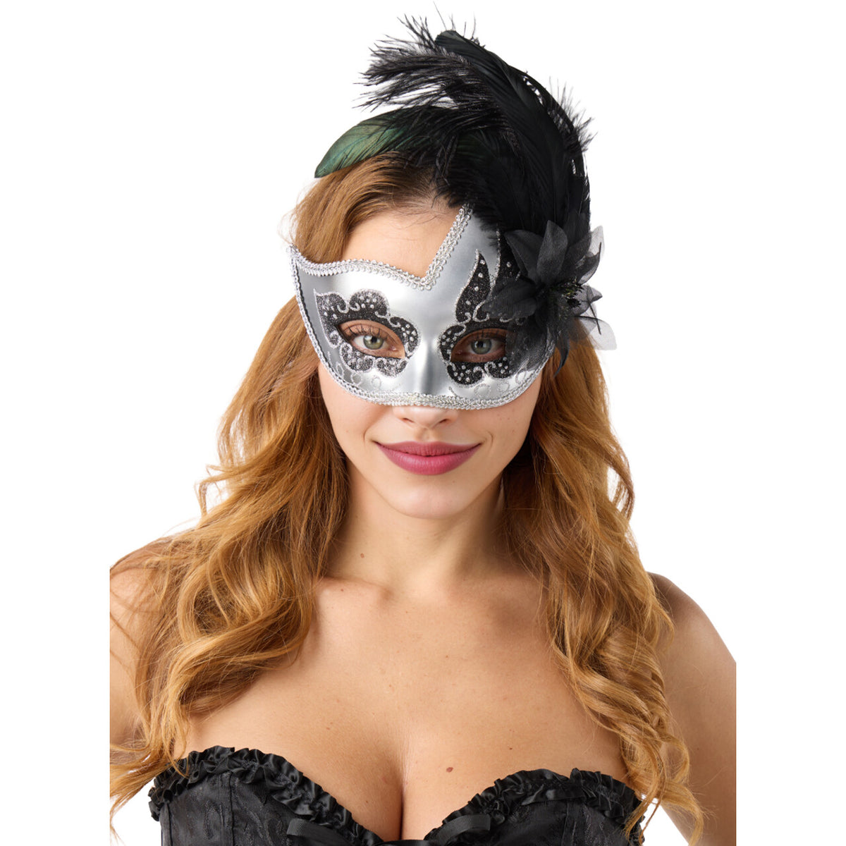 Op deze afbeelding zie je een Kostuums, van het merk Funidelia. Masker Carnaval Venetie Zilver Unisex Kostuum