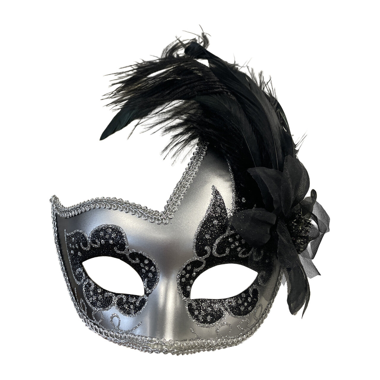 Op deze afbeelding zie je een Kostuums, van het merk Funidelia. Masker Carnaval Venetie Zilver Unisex Kostuum