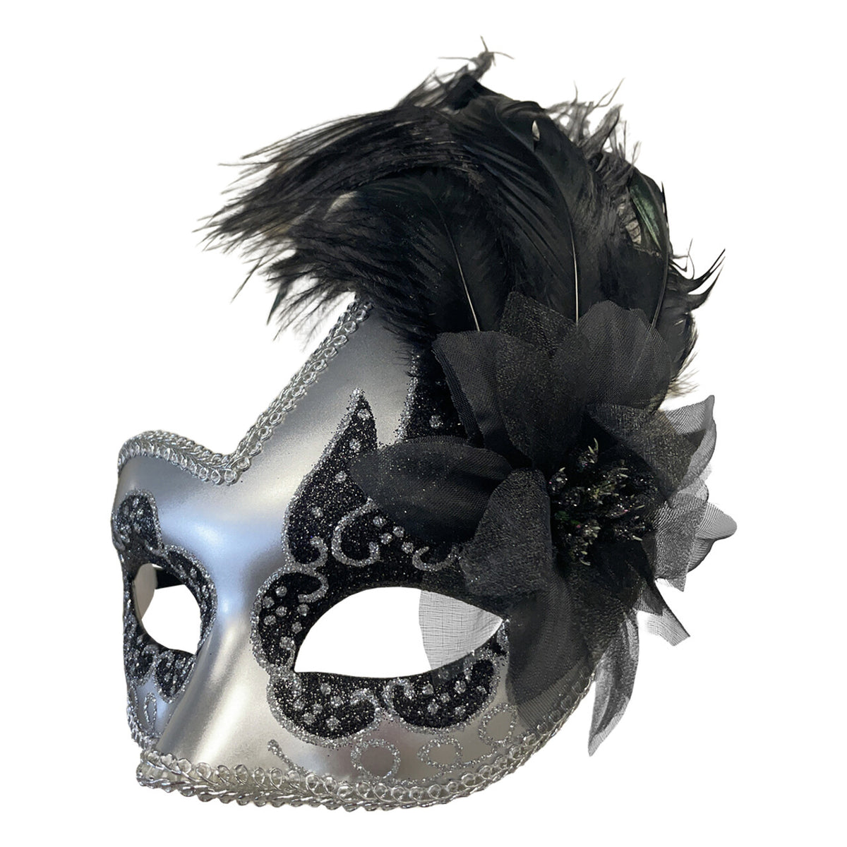 Op deze afbeelding zie je een Kostuums, van het merk Funidelia. Masker Carnaval Venetie Zilver Unisex Kostuum