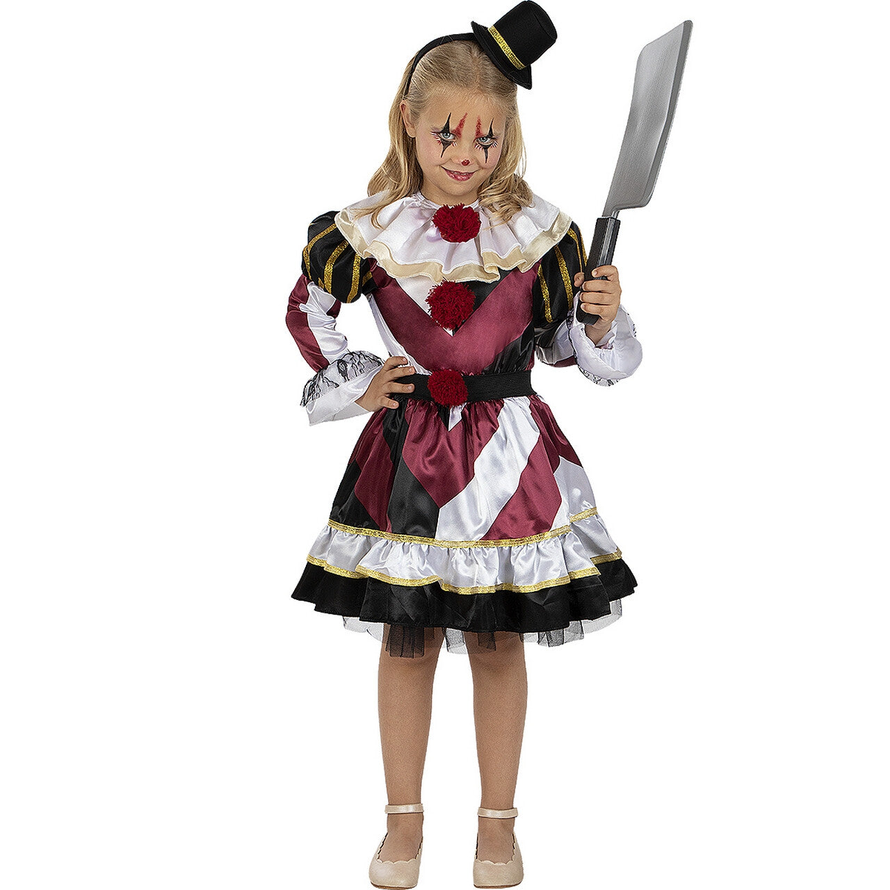 Op deze afbeelding zie je een Kostuums, van het merk Funidelia. Clown Scarlett Scare Meisje Kostuum
