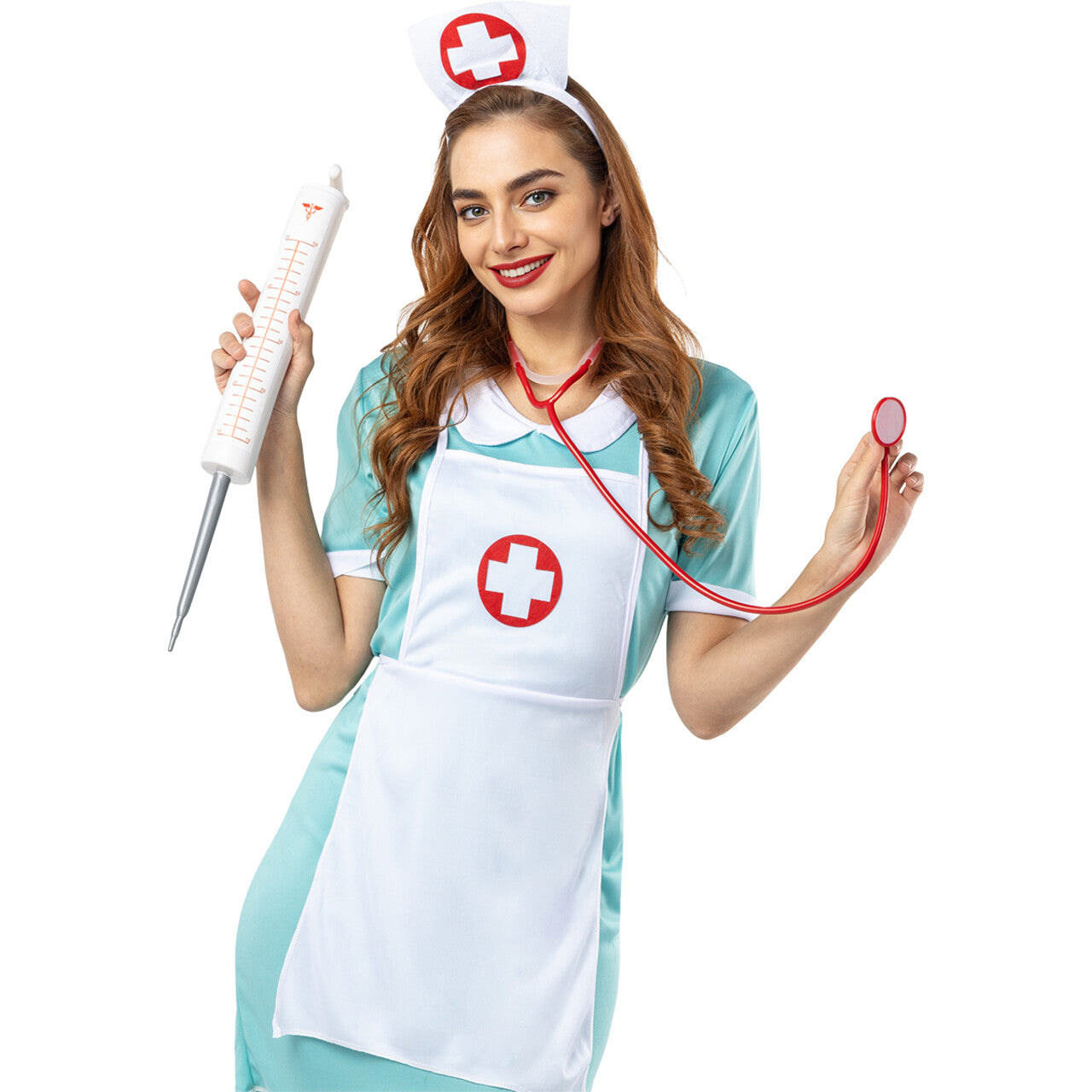 Op deze afbeelding zie je een Accessoires, van het merk Funidelia. Verpleegster Set Spuit En Stethoscoop