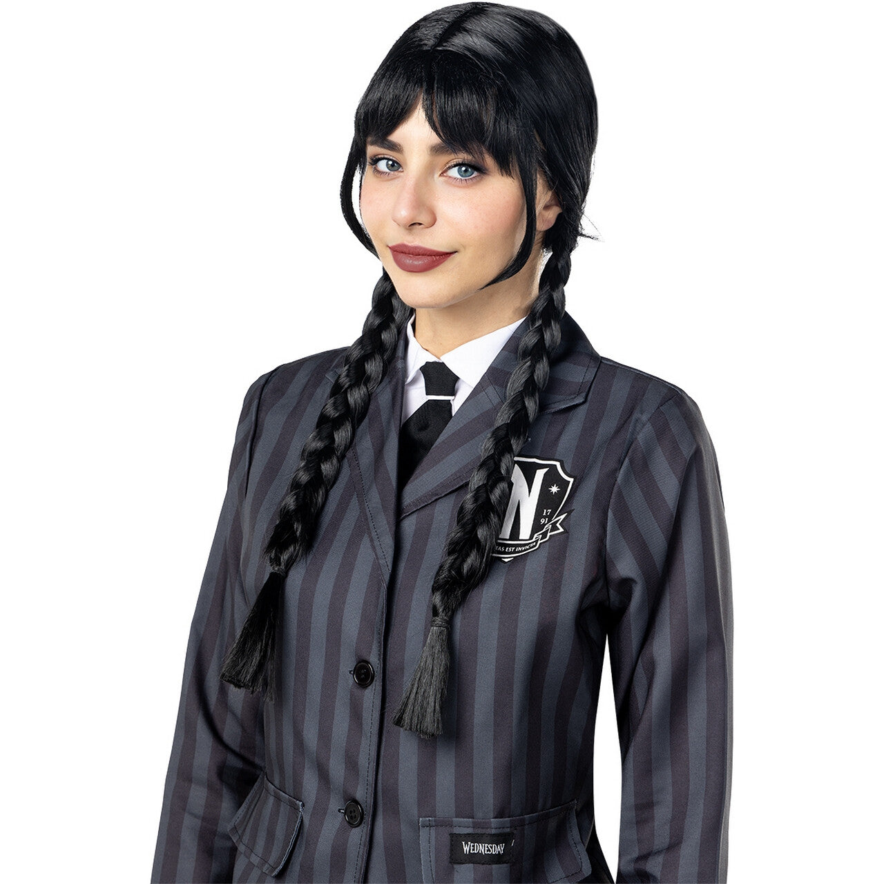 Op deze afbeelding zie je een Accessoires, van het merk Funidelia. Wednesday™ Wig - Official Netflix™