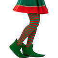 Elf Strumpfhose Rot-Grün Gestreift für Damen