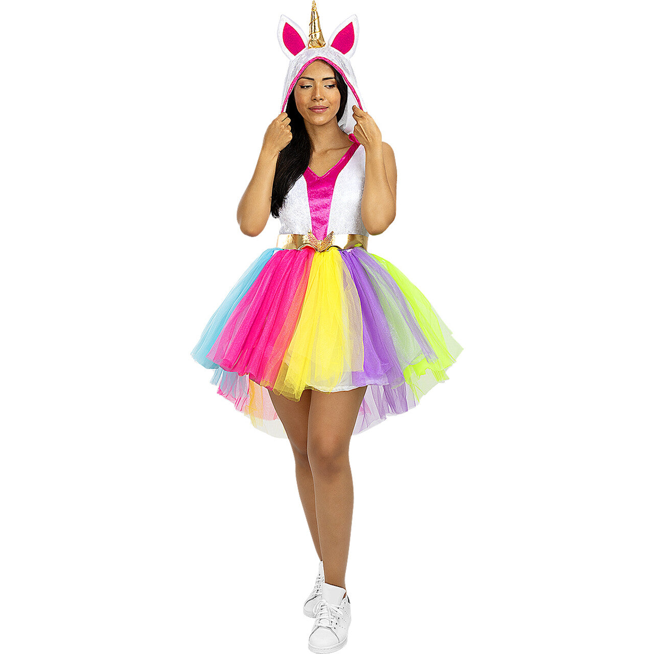 Op deze afbeelding zie je een Kostuums, van het merk Funidelia. Sprankelende Eenhoorn Met Regenboog Tutu Vrouw Kostuum