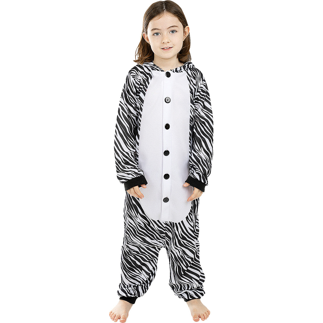 Op deze afbeelding zie je een Kostuums, van het merk Funidelia. Willy De Zebra Onesie Kind Kostuum