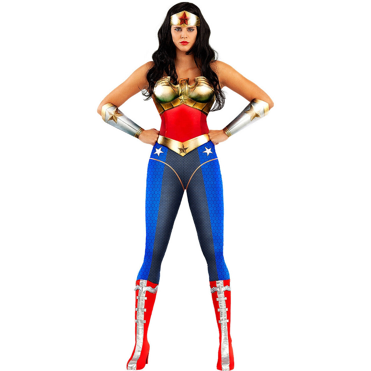 Op deze afbeelding zie je een Kostuums, van het merk Funidelia. Woeste Wonder Woman Vrouw Kostuum