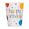 8 Geburtstags Pappbecher - Happy Birthday