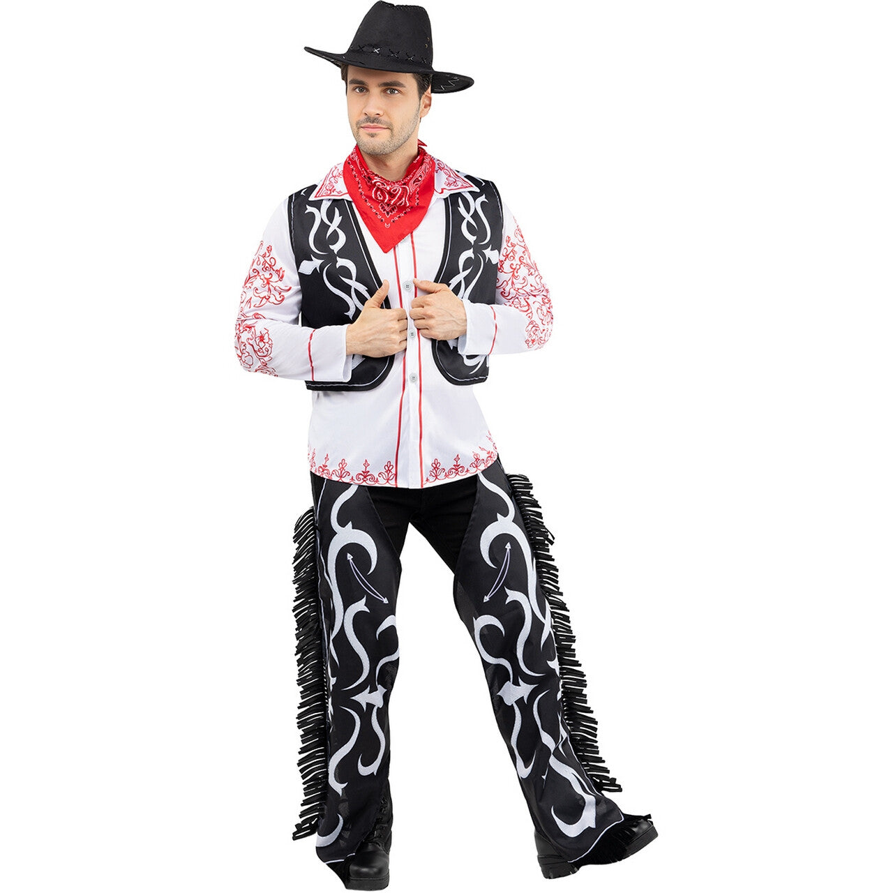 Op deze afbeelding zie je een Kostuums, van het merk Funidelia. Cowboy Smoking Luke Man Kostuum