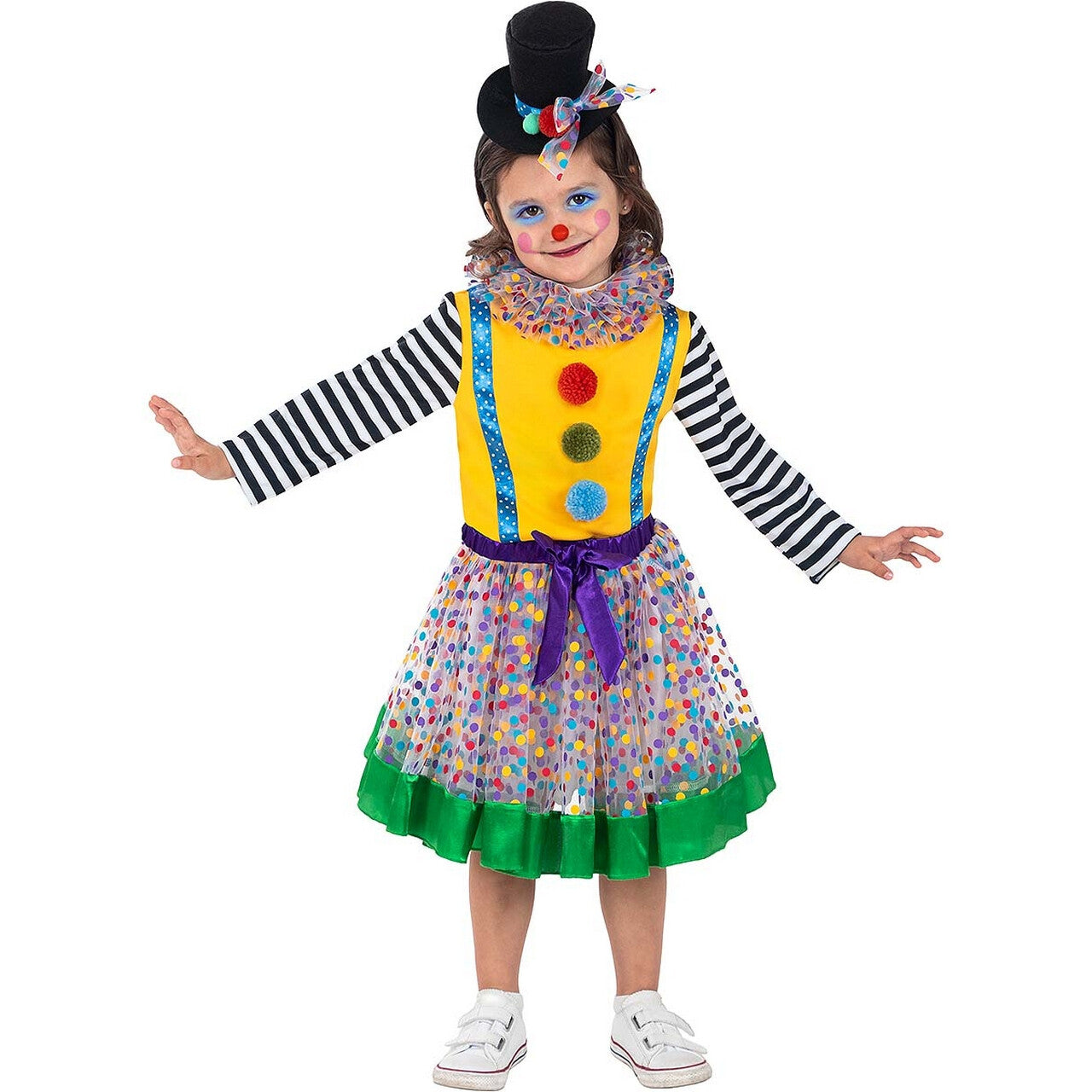 Op deze afbeelding zie je een Kostuums, van het merk Funidelia. Altijd Vrolijke Clown Meisje Kostuum