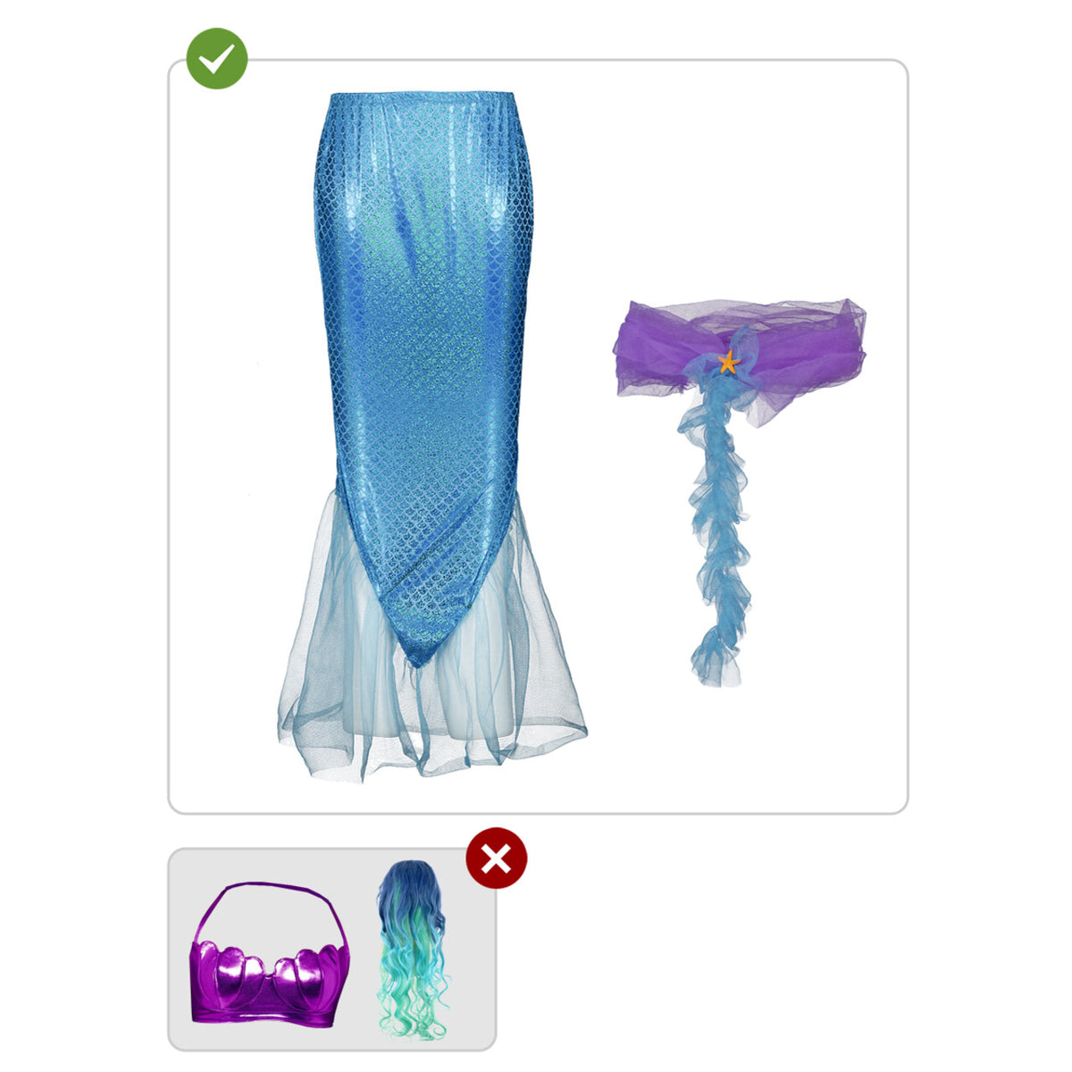 Op deze afbeelding zie je een Kostuums, van het merk Funidelia. Zeemeermin Rok Blue Lagoon Vrouw