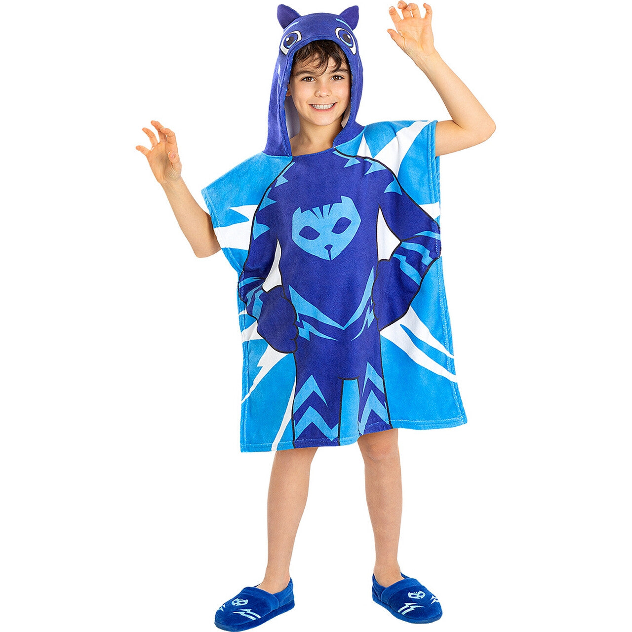 Op deze afbeelding zie je een Kostuums, van het merk Funidelia. Catboy Poncho Handdoek Pj Masks Kind Kostuum