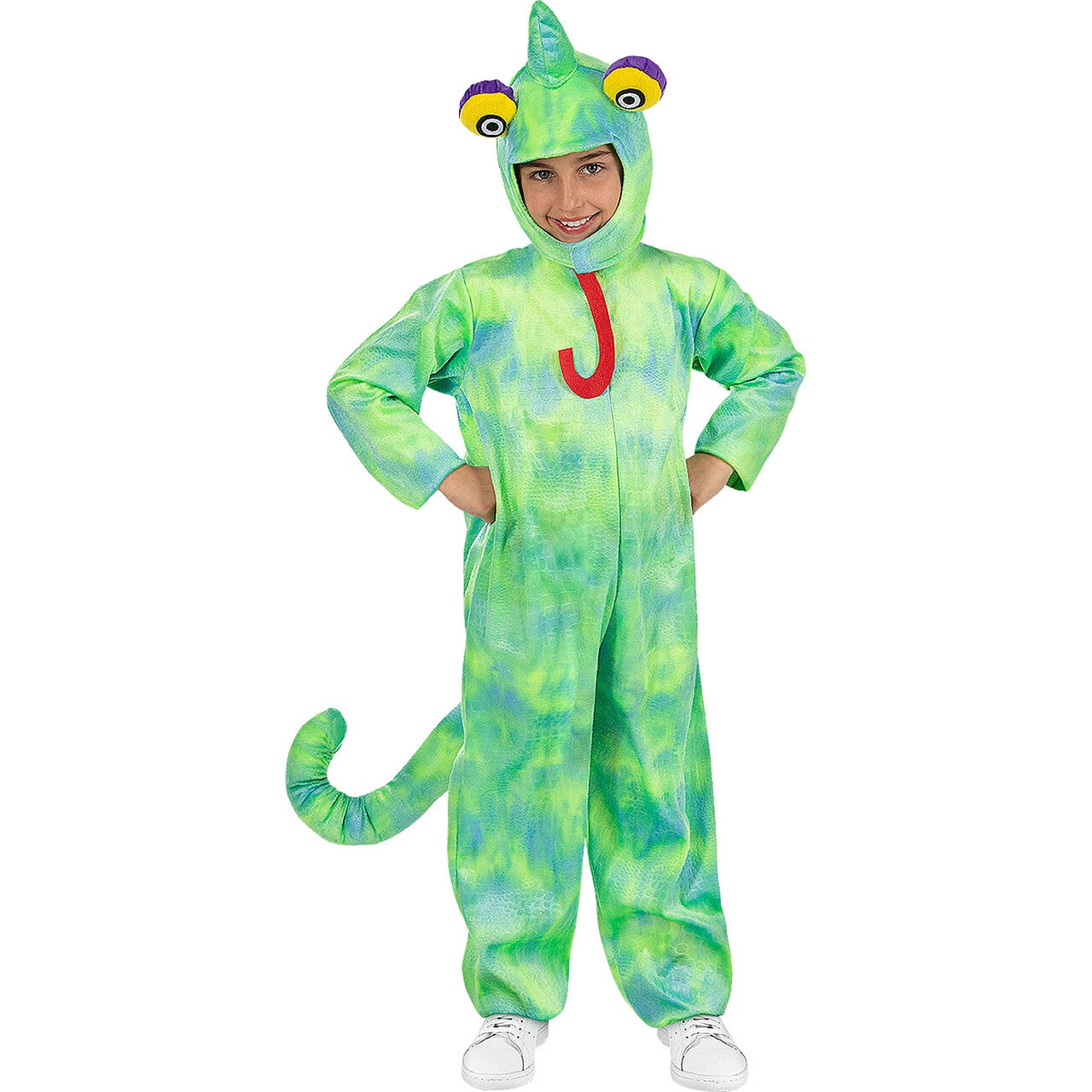 Op deze afbeelding zie je een Kostuums, van het merk Funidelia. Keurige Kleurrijke Kameleon Kind Kind Kostuum