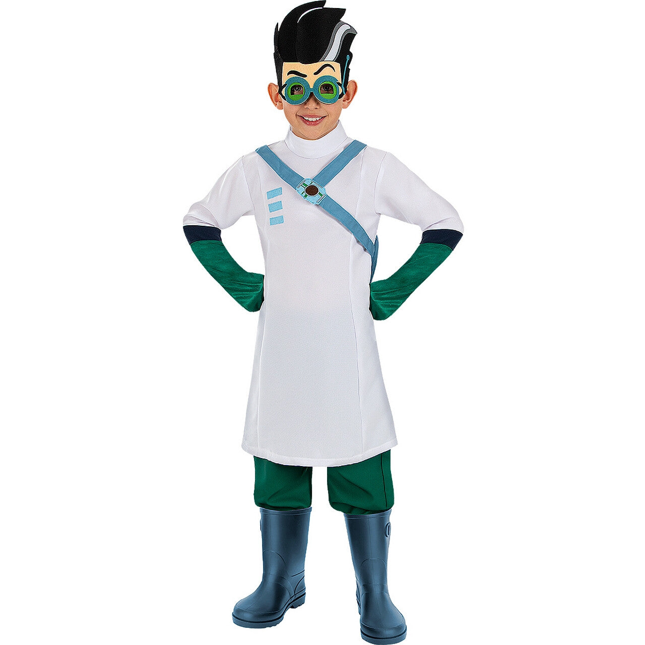 Op deze afbeelding zie je een Kostuums, van het merk Funidelia. Romeo Pj Masks Kwaadaardige Wetenschapper Jongen Kostuum