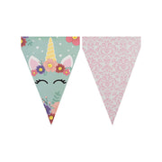 Op deze afbeelding zie je een Decoratie, van het merk Funidelia. Unicorn Flowers Vlaggenlijn 3 Meter