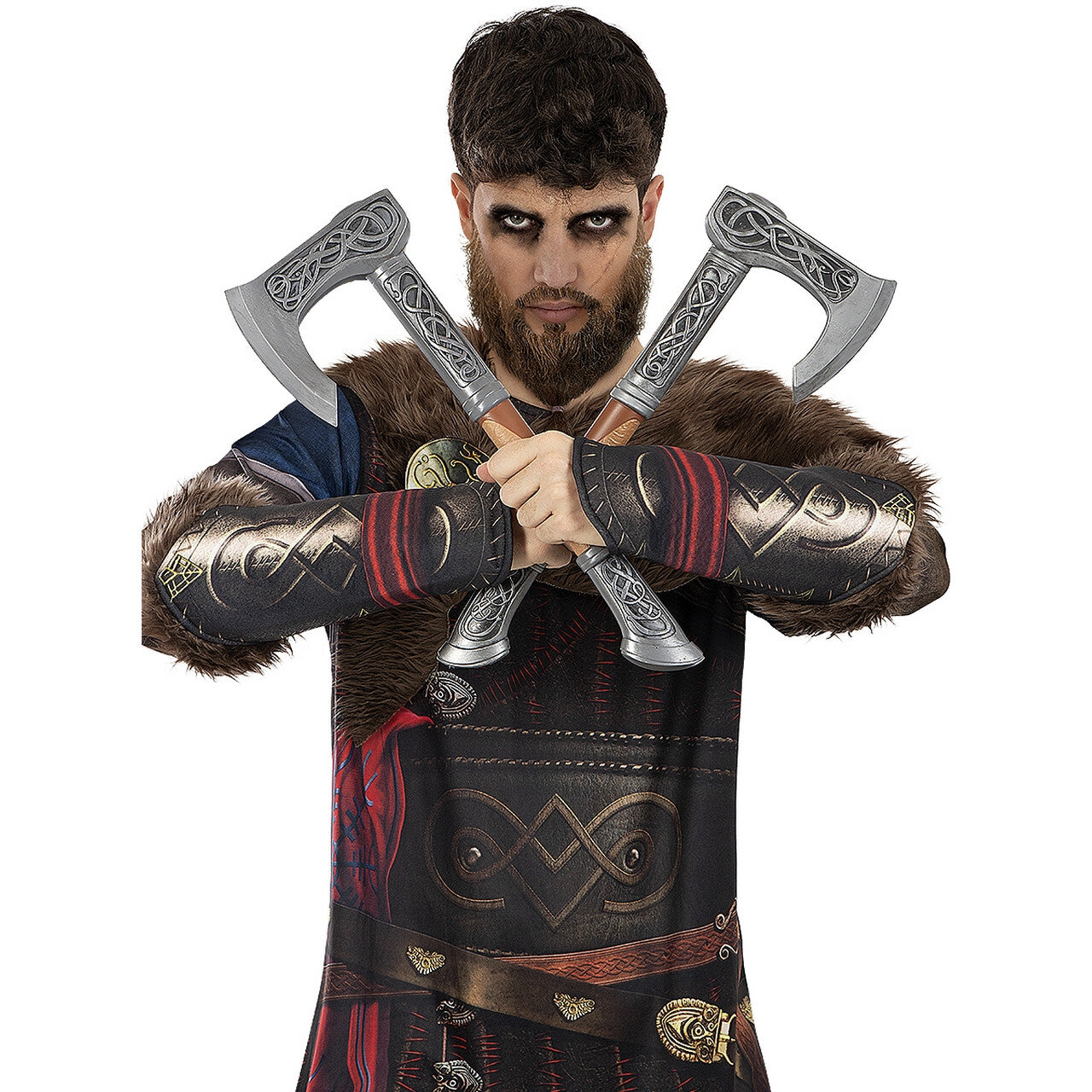 Op deze afbeelding zie je een Kostuums, van het merk Funidelia. Sterke Viking Eivor Assassins Creed Valhalla Man Kostuum