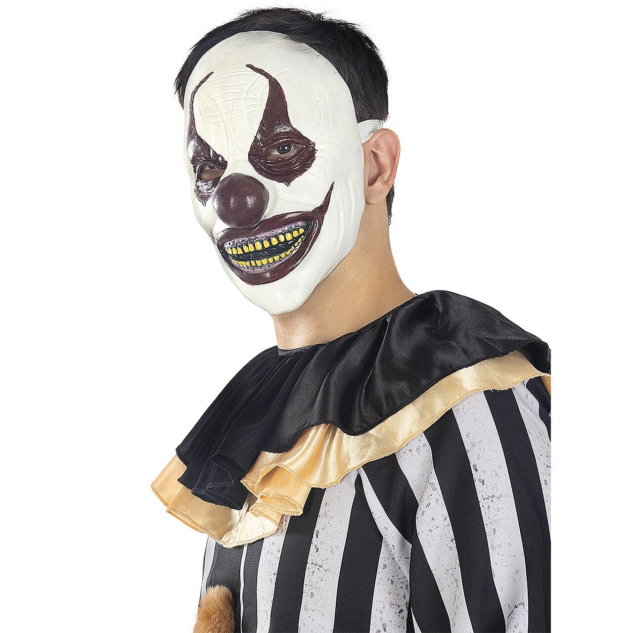 Op deze afbeelding zie je een Kostuums, van het merk Funidelia. Ready To Strike Stripe Clown Man Kostuum