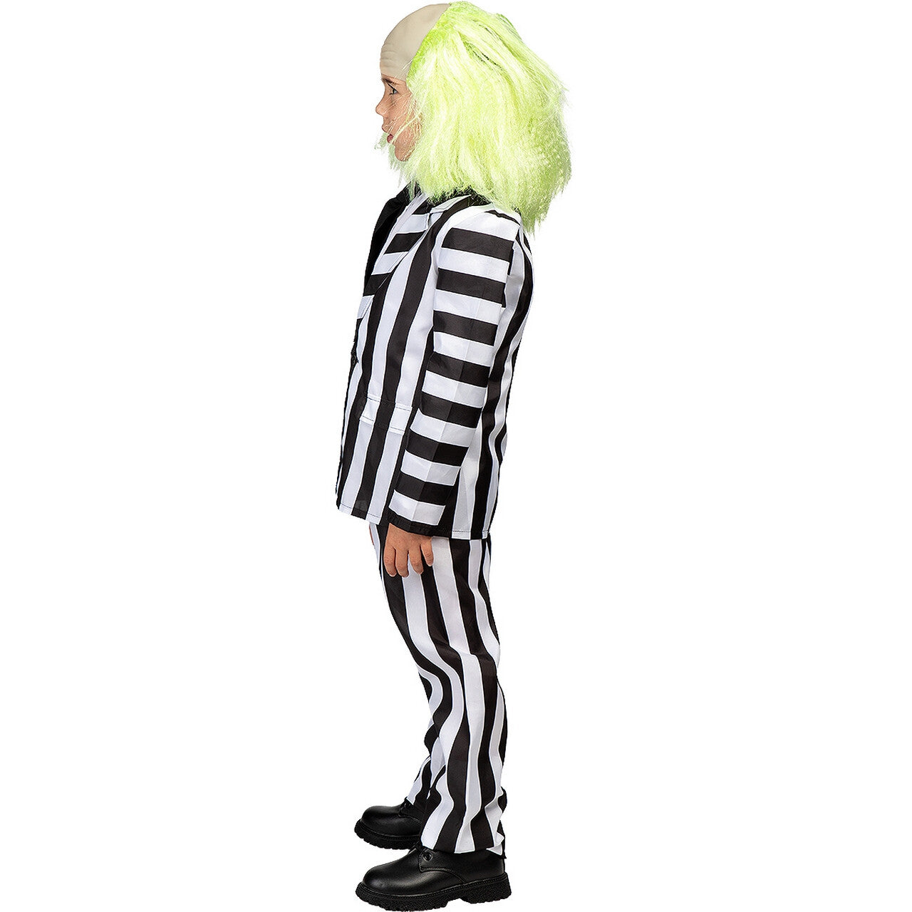 Op deze afbeelding zie je een Kostuums, van het merk Funidelia. Beetlejuice Striped Suit Kind Kostuum