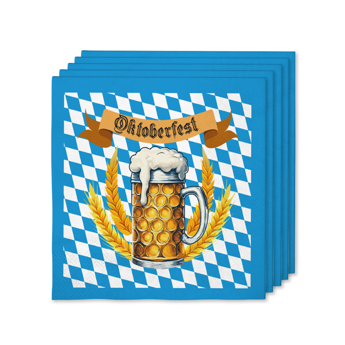 Op deze afbeelding zie je een Decoratie, van het merk Funidelia. Oktoberfest Servetten Blauw Wit 16 Stuks