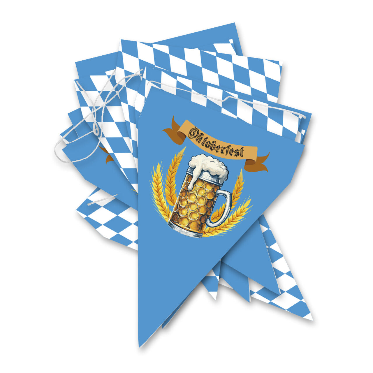Op deze afbeelding zie je een Decoratie, van het merk Funidelia. Vlaggenlijn Blauw Wit Oktoberfest 3 Meter