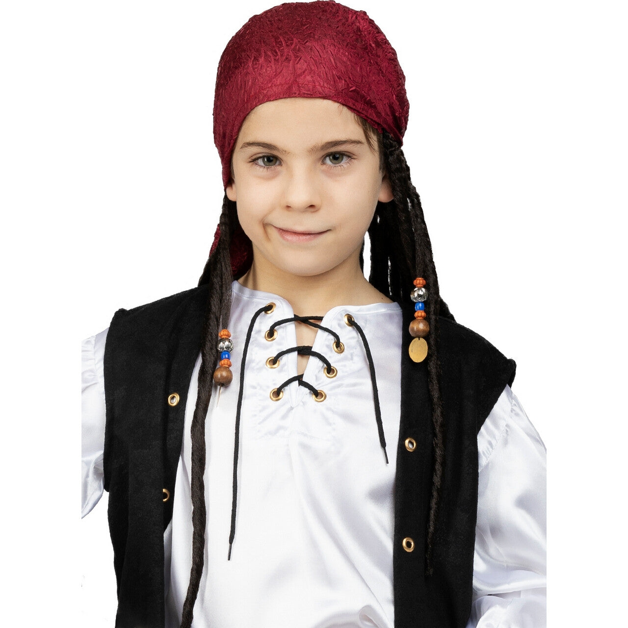 Op deze afbeelding zie je een Accessoires, van het merk Funidelia. Stoere Piraat Bob Bandana Met Dreads Pruik Kind