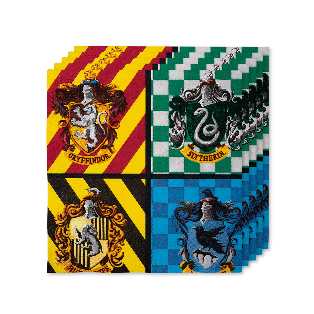 Op deze afbeelding zie je een Decoratie, van het merk Funidelia. Harry Potter Servetten Hogwarts Houses 16 Stuks