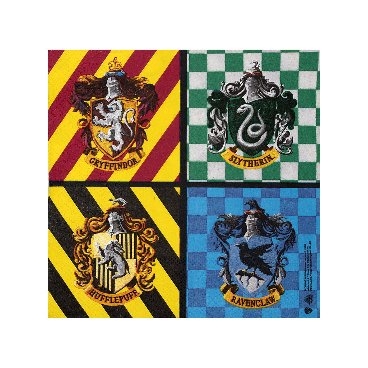 Op deze afbeelding zie je een Decoratie, van het merk Funidelia. Harry Potter Servetten Hogwarts Houses 16 Stuks