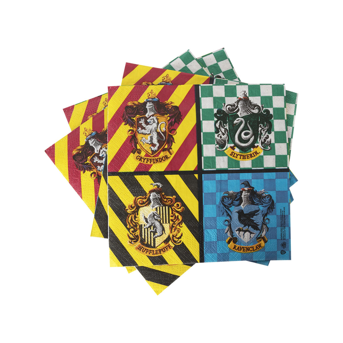Op deze afbeelding zie je een Decoratie, van het merk Funidelia. Harry Potter Servetten Hogwarts Houses 16 Stuks