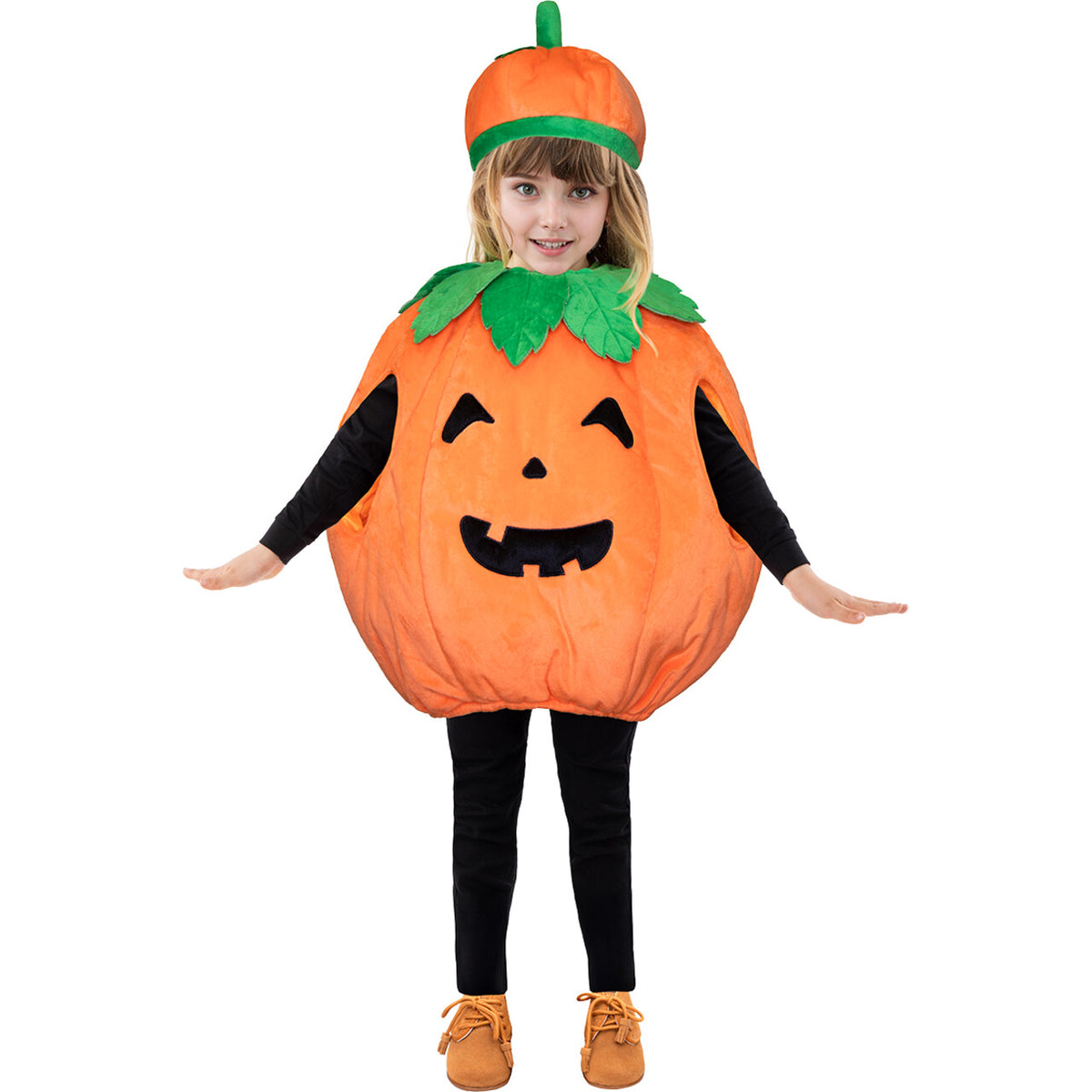 Op deze afbeelding zie je een Kostuums, van het merk Funidelia. Bolle Lachende Pompoen Kind Kostuum