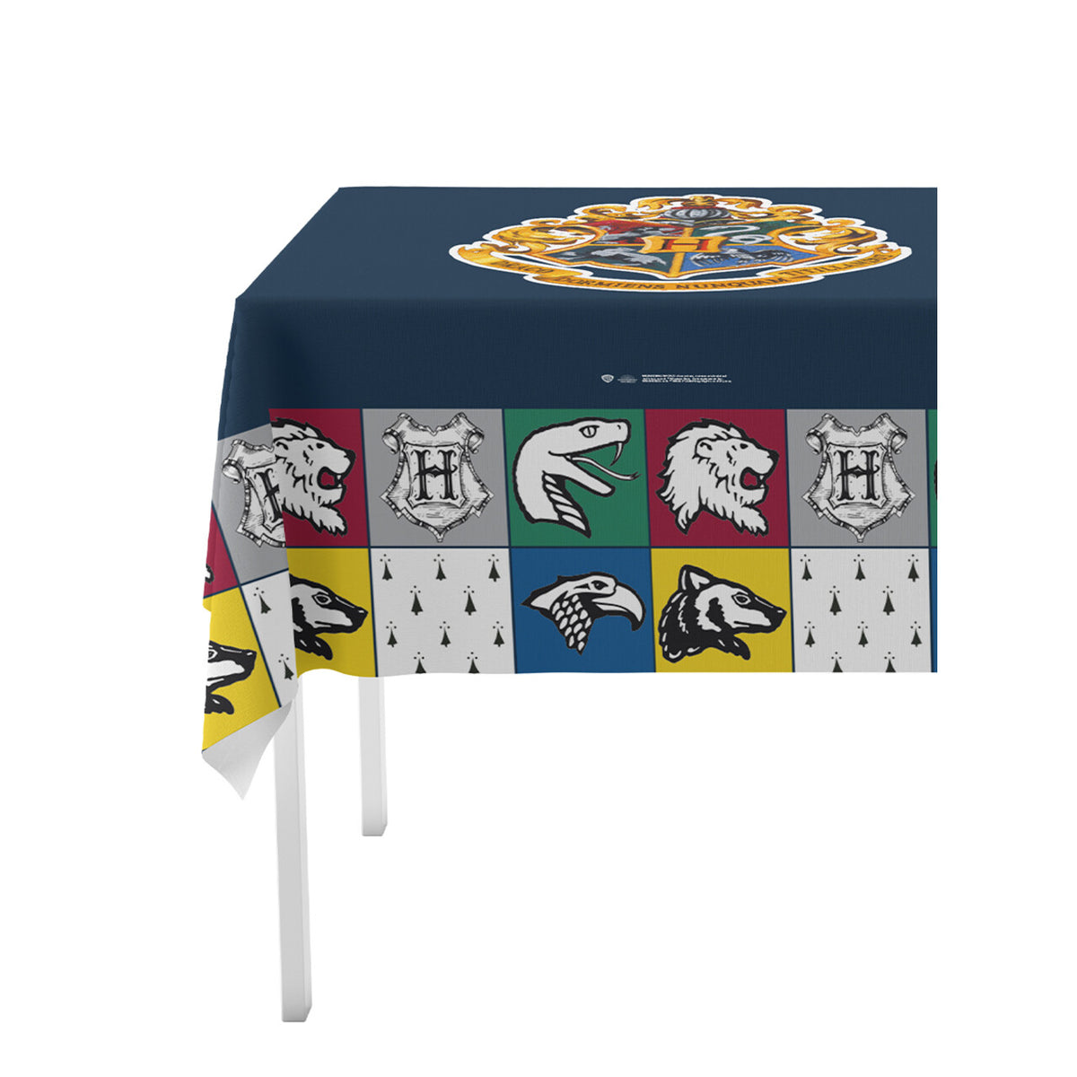 Op deze afbeelding zie je een Decoratie, van het merk Funidelia. Harry Potter Tafelkleed Hogwarts Houses