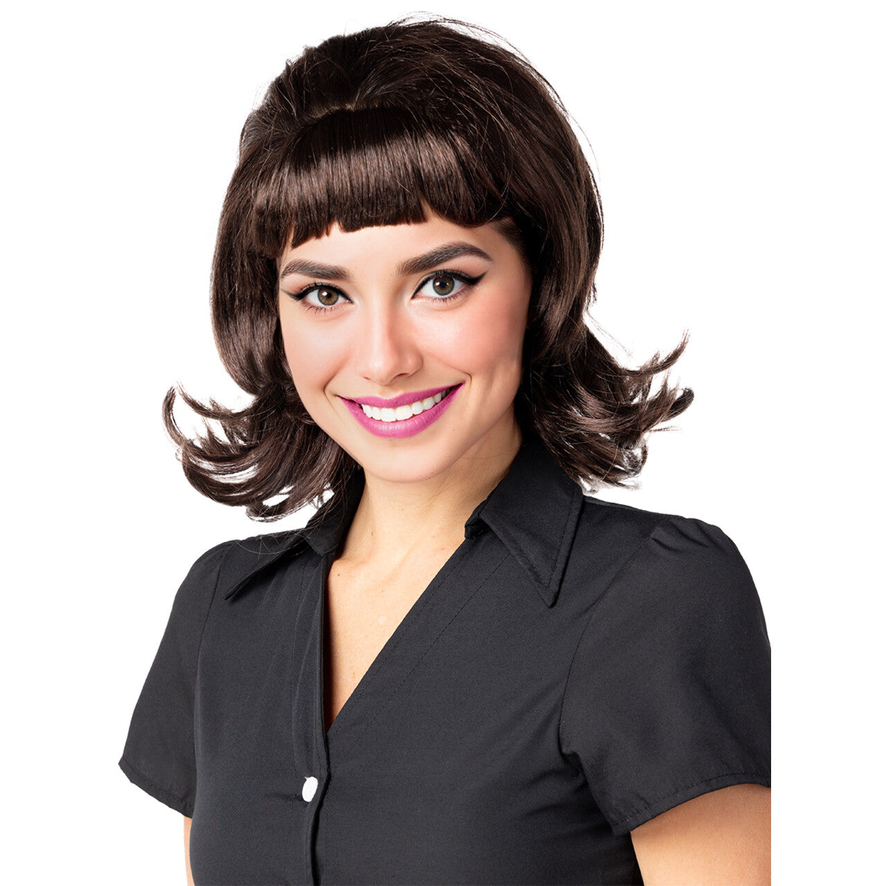Op deze afbeelding zie je een Accessoires, van het merk Funidelia. Grease Jaren 50 Pruik Bruin