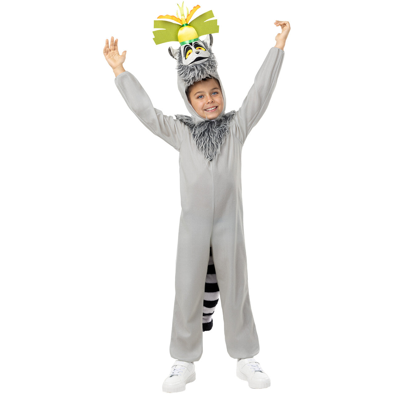 Op deze afbeelding zie je een Kostuums, van het merk Funidelia. Madagascar Ringstaartmaki King Julien Kind Kostuum