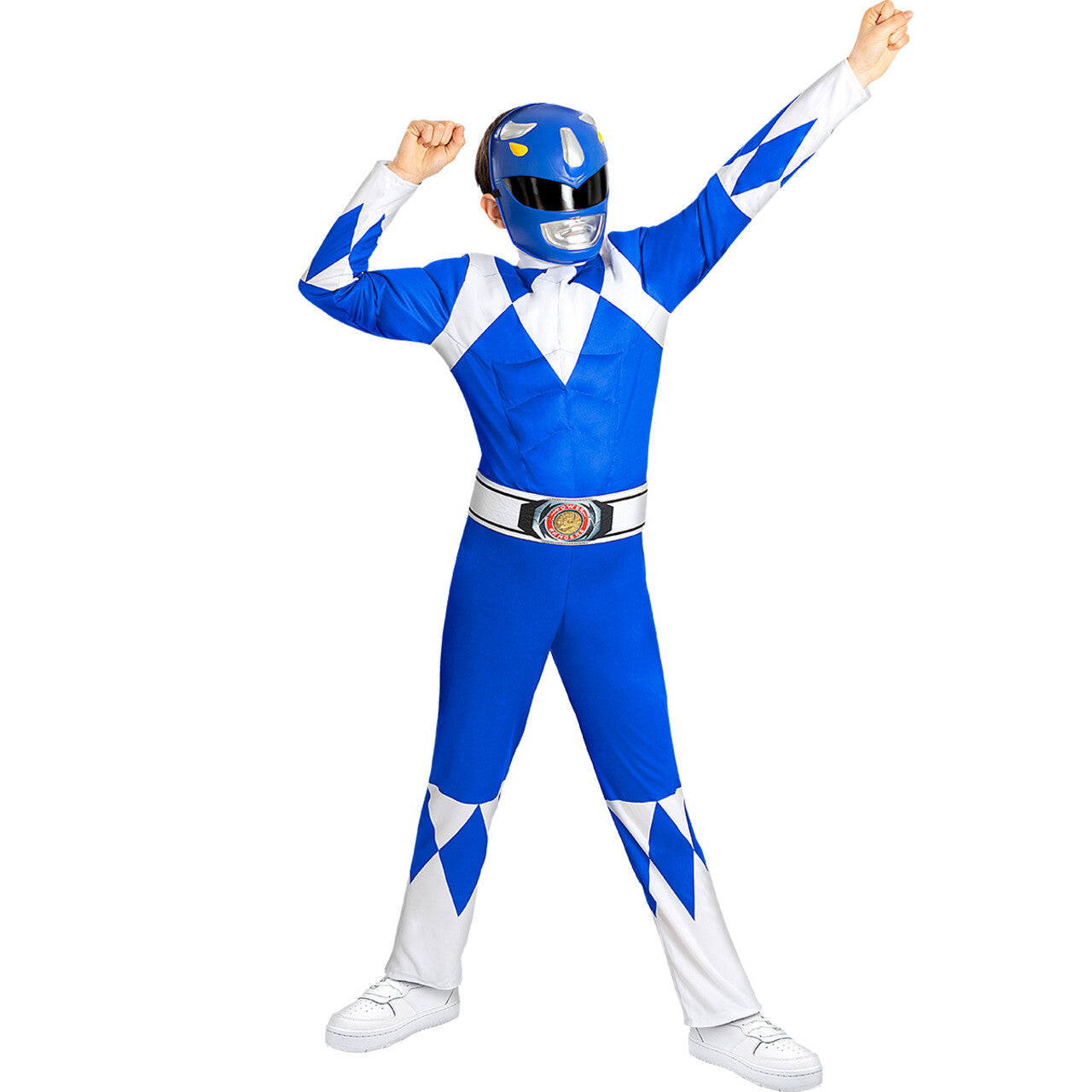 Op deze afbeelding zie je een Kostuums, van het merk Funidelia. Blauwe Power Ranger™ Billy Kind Kind Kostuum