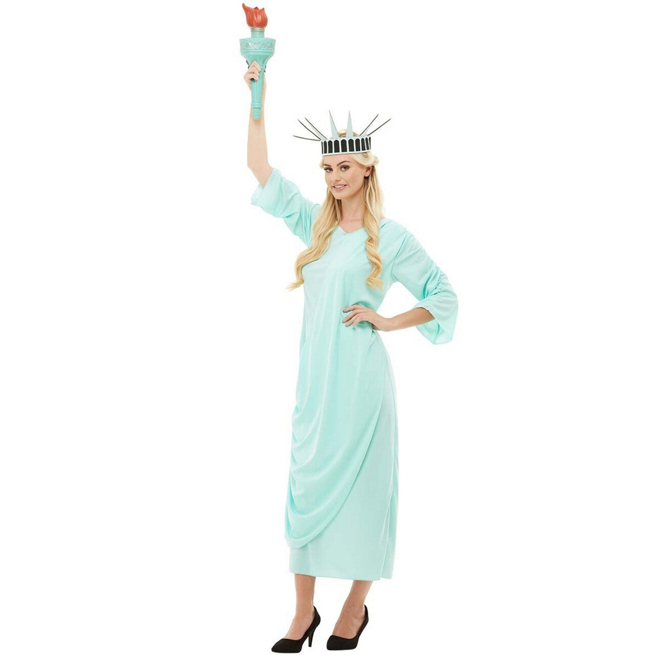 Op deze afbeelding zie je een Kostuums, van het merk Funidelia. Voel Je Vrijheidsbeeld Vrouw Kostuum