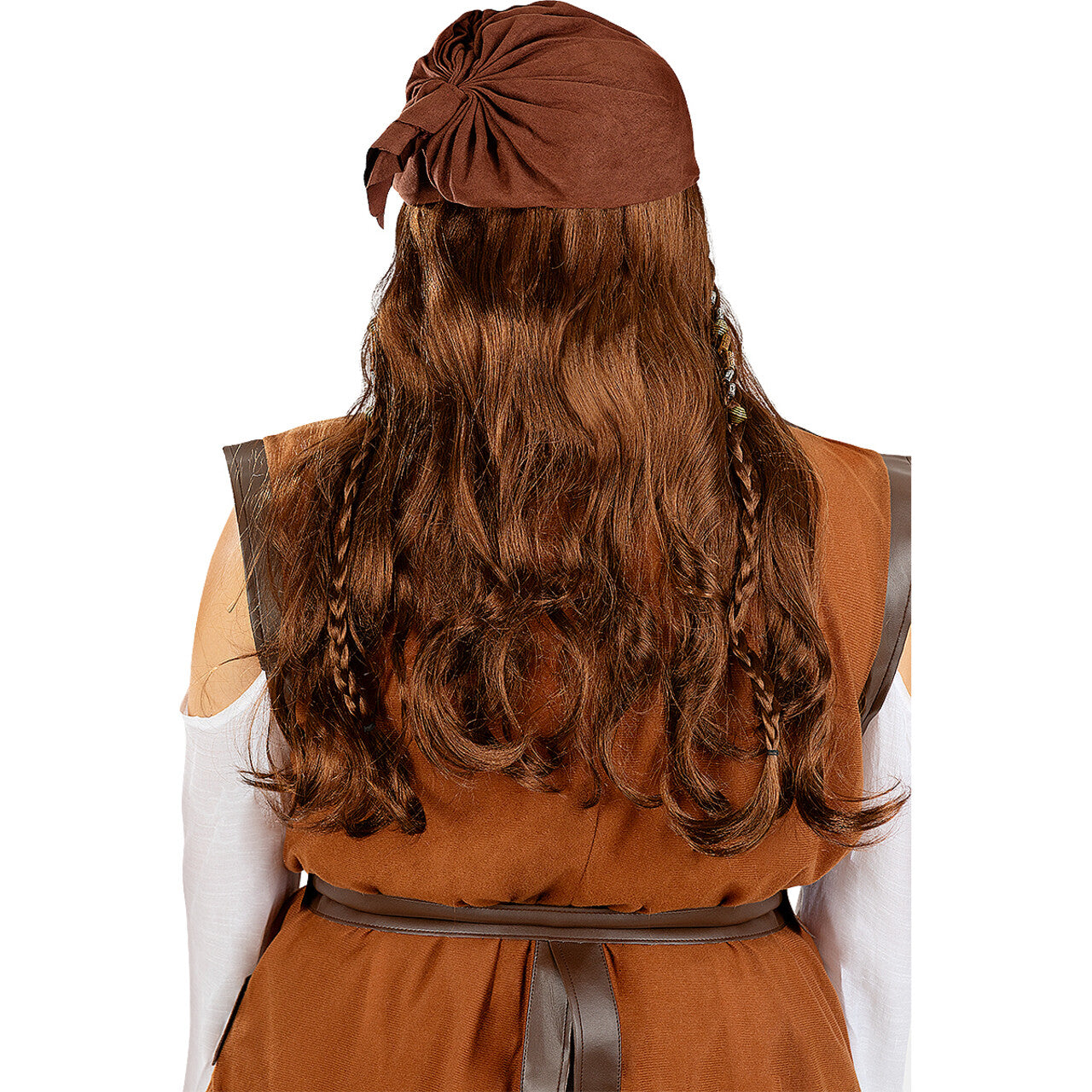 Op deze afbeelding zie je een Accessoires, van het merk Funidelia. Brown Pirate Wig For Women
