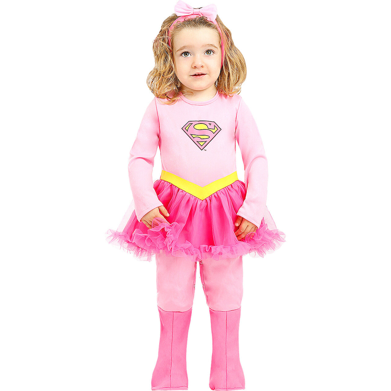 Op deze afbeelding zie je een Kostuums, van het merk Funidelia. Roze Superzoete Supergirl™ Meisje Kostuum