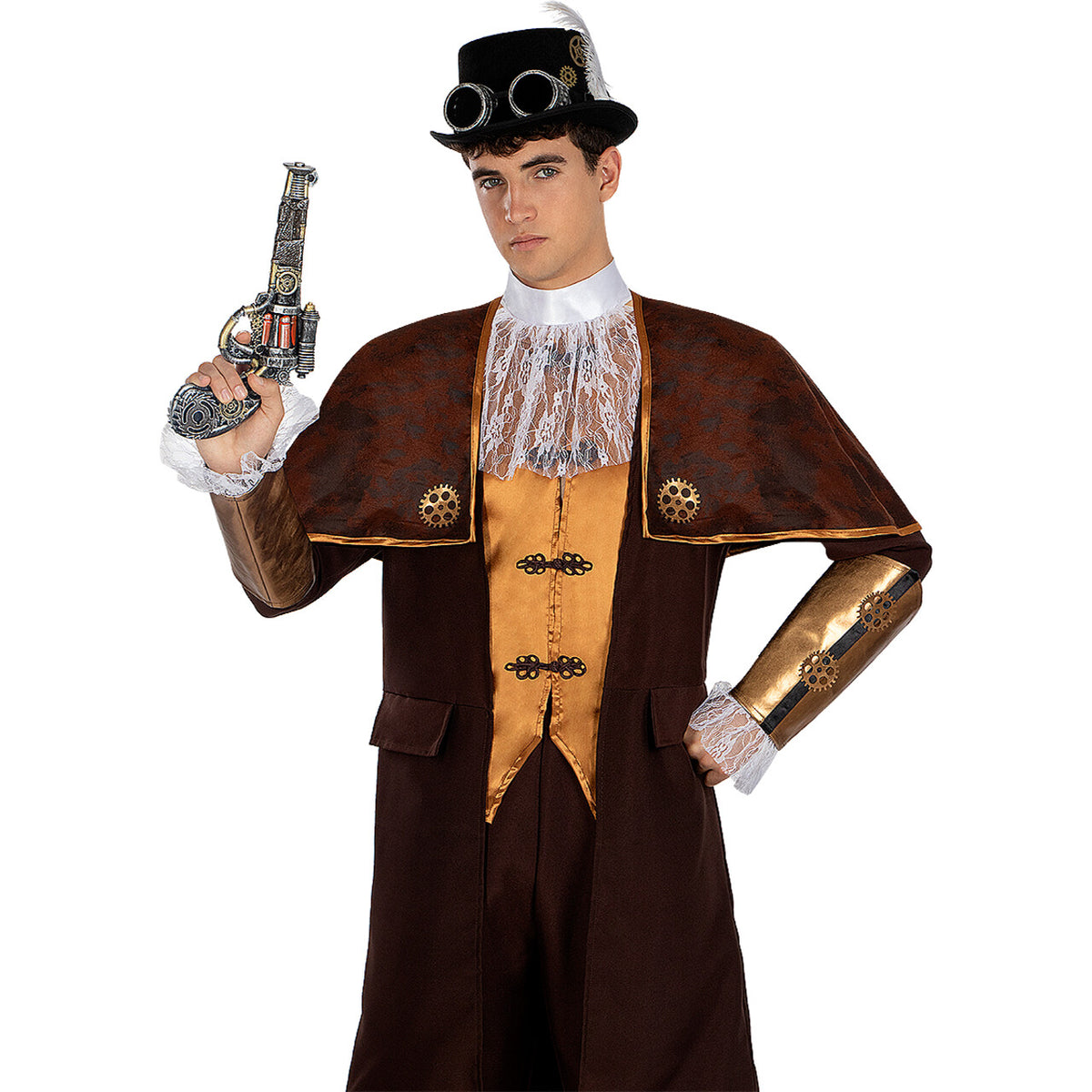 Op deze afbeelding zie je een Kostuums, van het merk Funidelia. Steampunk Gun Man Kostuum