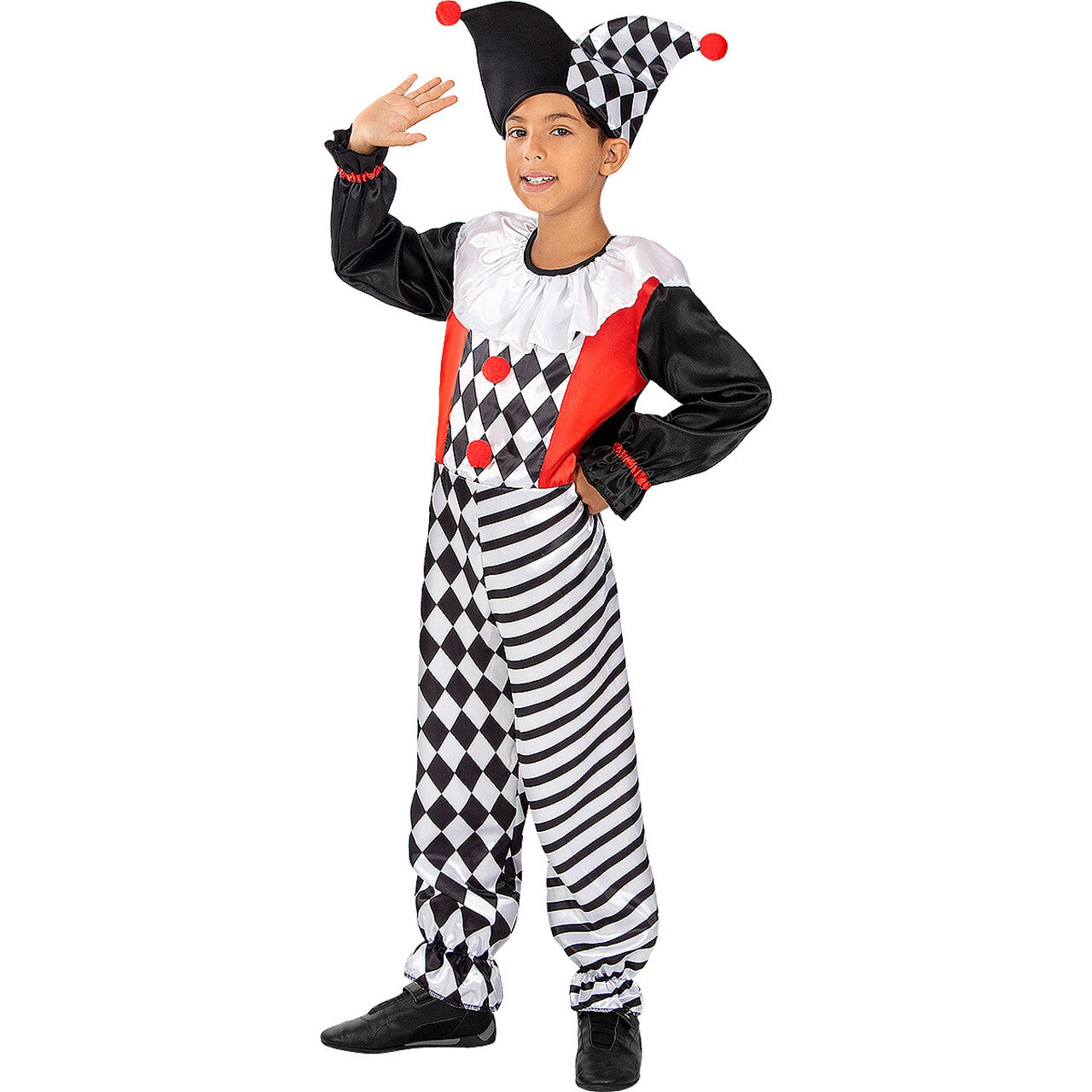 Op deze afbeelding zie je een Kostuums, van het merk Funidelia. Harold De Grappige Harlekijn Kind Kostuum