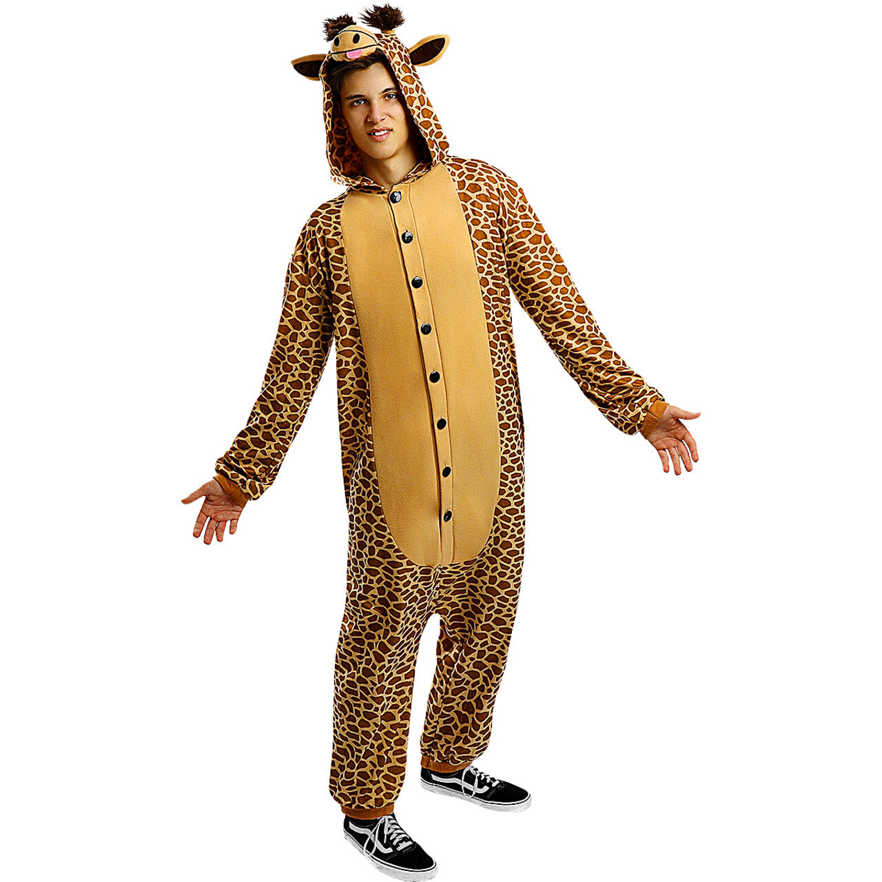Op deze afbeelding zie je een Kostuums, van het merk Funidelia. Giraf Onesie Steek Je Nek Uit Kostuum