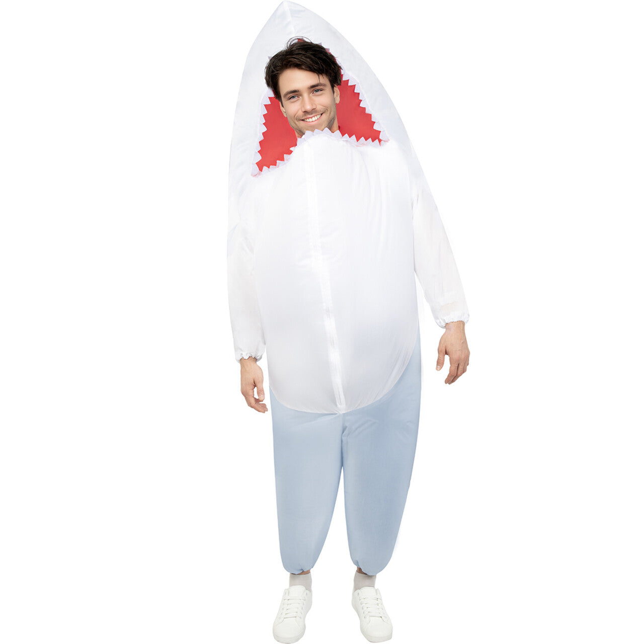Op deze afbeelding zie je een Kostuums, van het merk Funidelia. Opblaasbaar Shark Attack Unisex Kostuum