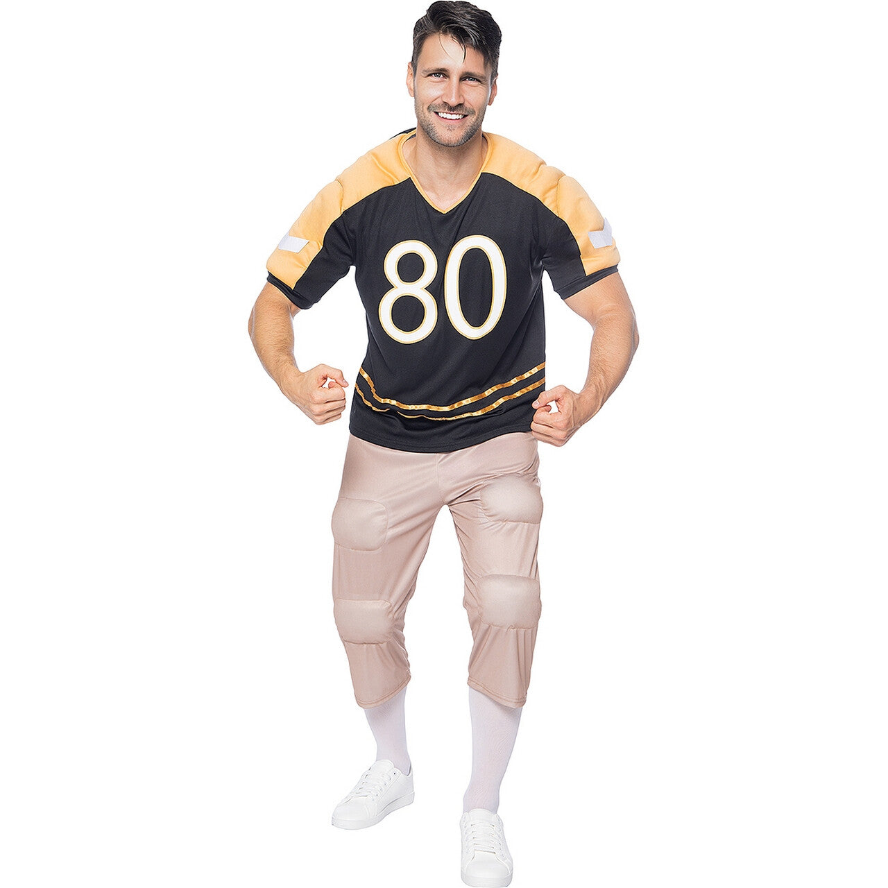 Op deze afbeelding zie je een Kostuums, van het merk Funidelia. American Football Speler 80 Yards Man Kostuum