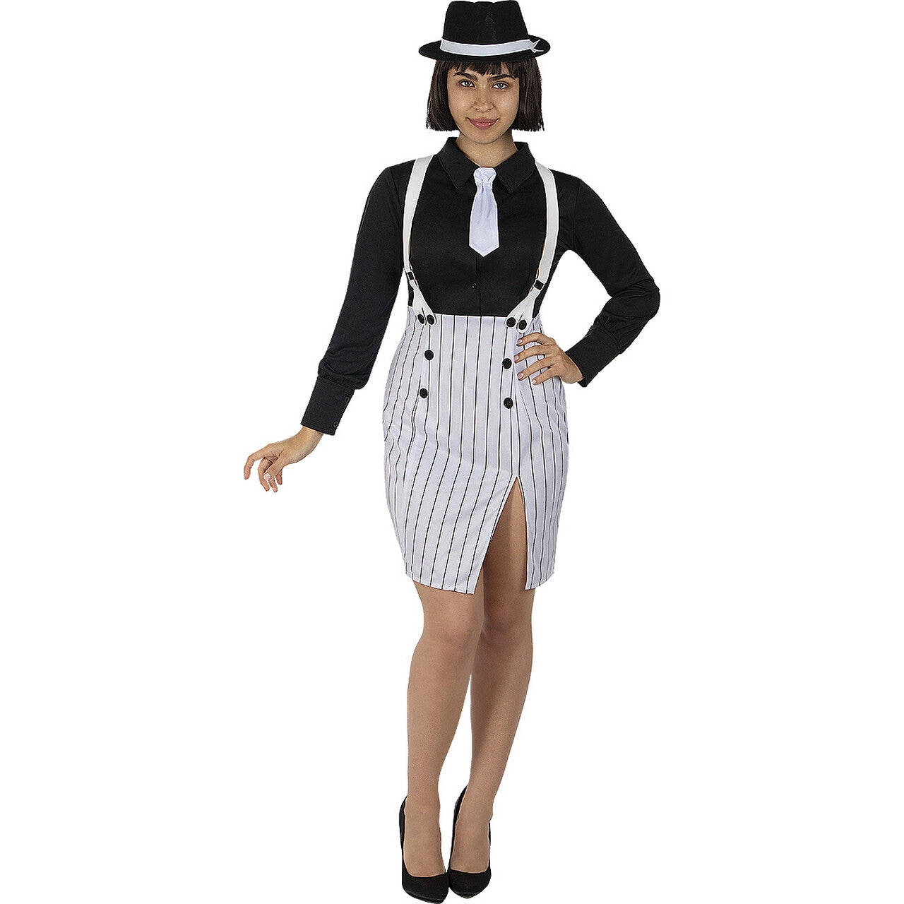 Op deze afbeelding zie je een Kostuums, van het merk Funidelia. Gangsterlady Miss Capone Vrouw Kostuum